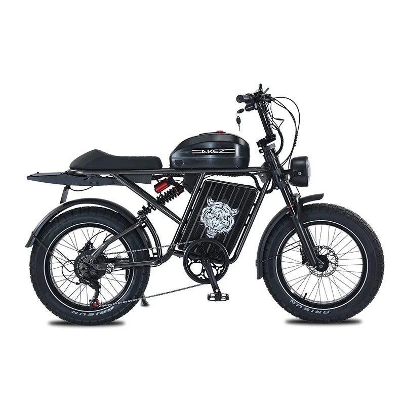 HKM-744339 Electric Fat Tire Full Suspension Cross Hybrid Bike, 20 Inch, 48V 1500W Motor, 7-Speed Gearing, Up to 50 km/h Speed