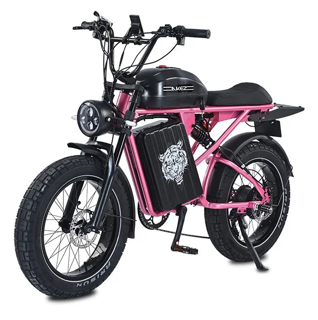 HKM-744339 Electric Fat Tire Full Suspension Cross Hybrid Bike, 20 Inch, 48V 1500W Motor, 7-Speed Gearing, Up to 50 km/h Speed