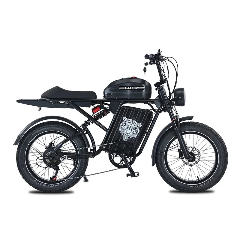 HKM-744339 Electric Fat Tire Full Suspension Cross Hybrid Bike, 20 Inch, 48V 1500W Motor, 7-Speed Gearing, Up to 50 km/h Speed