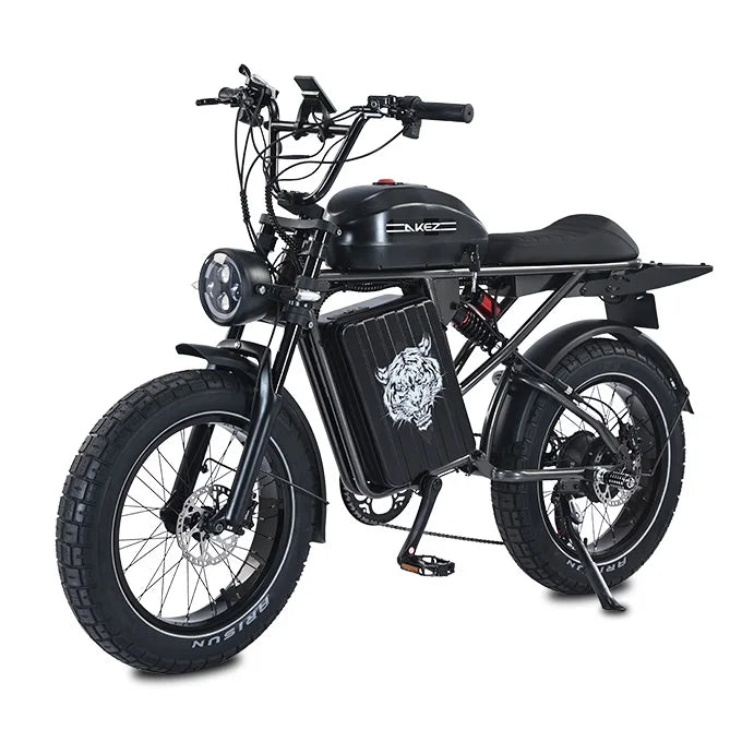 HKM-744339 Electric Fat Tire Full Suspension Cross Hybrid Bike, 20 Inch, 48V 1500W Motor, 7-Speed Gearing, Up to 50 km/h Speed