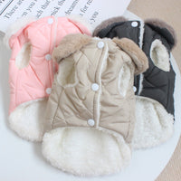 HKM-7443773 Warm Cotton Coat for Dogs - Thickened Autumn/Winter Vest in Pink, Beige, and Dark Gray, Multiple Sizes Available