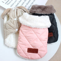 HKM-7443773 Warm Cotton Coat for Dogs - Thickened Autumn/Winter Vest in Pink, Beige, and Dark Gray, Multiple Sizes Available