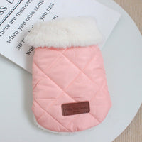 HKM-7443773 Warm Cotton Coat for Dogs - Thickened Autumn/Winter Vest in Pink, Beige, and Dark Gray, Multiple Sizes Available