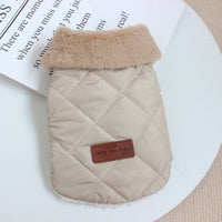 HKM-7443773 Warm Cotton Coat for Dogs - Thickened Autumn/Winter Vest in Pink, Beige, and Dark Gray, Multiple Sizes Available