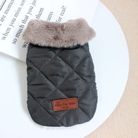 HKM-7443773 Warm Cotton Coat for Dogs - Thickened Autumn/Winter Vest in Pink, Beige, and Dark Gray, Multiple Sizes Available