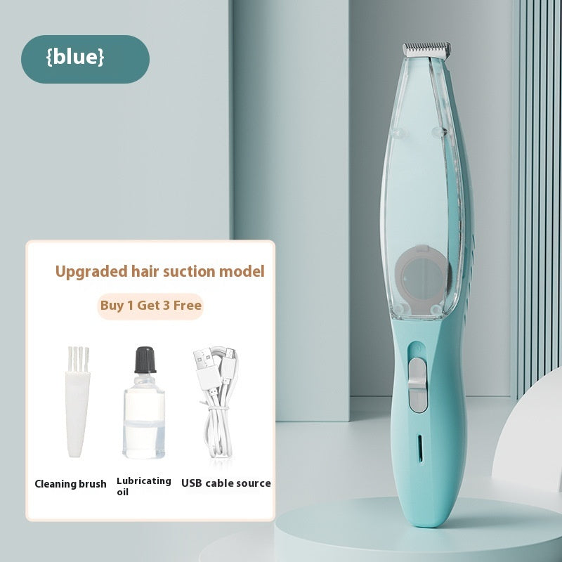 HKM-7444925 Pet Hair Removal Shaver With Vacuum Suction System - Green, White, Blue, ABS & Stainless Steel
