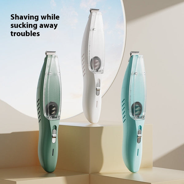 HKM-7444925 Pet Hair Removal Shaver With Vacuum Suction System - Green, White, Blue, ABS & Stainless Steel