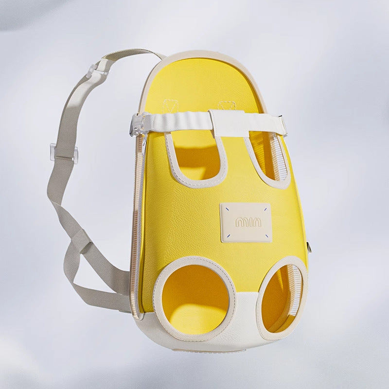 HKM-7445565 Cat Outing Portable Backpack for Pet Travel - Available in Lemon Yellow and Sea Salt Blue