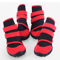HKM-7445949 Waterproof Pet Shoe Covers with Beef Sole - Non-Slip Design in Red/Black or Blue/Black