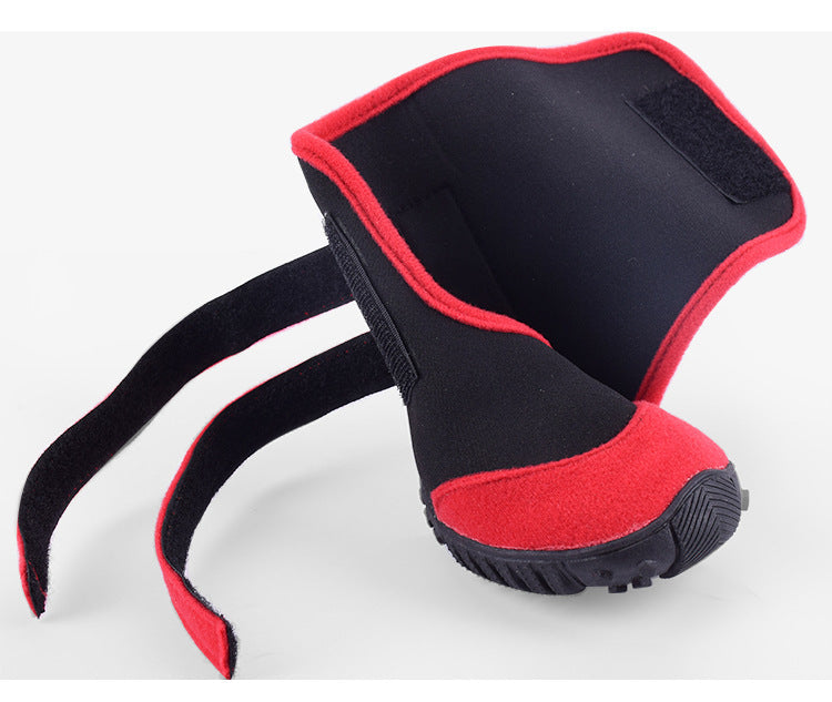 HKM-7445949 Waterproof Pet Shoe Covers with Beef Sole - Non-Slip Design in Red/Black or Blue/Black