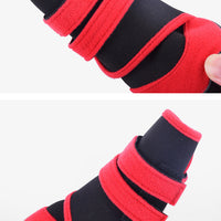 HKM-7445949 Waterproof Pet Shoe Covers with Beef Sole - Non-Slip Design in Red/Black or Blue/Black