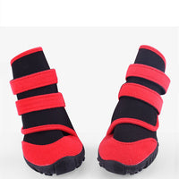 HKM-7445949 Waterproof Pet Shoe Covers with Beef Sole - Non-Slip Design in Red/Black or Blue/Black