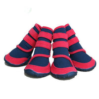 HKM-7445949 Waterproof Pet Shoe Covers with Beef Sole - Non-Slip Design in Red/Black or Blue/Black
