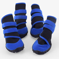 HKM-7445949 Waterproof Pet Shoe Covers with Beef Sole - Non-Slip Design in Red/Black or Blue/Black