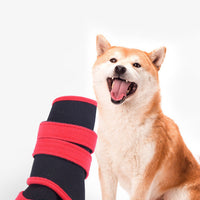 HKM-7445949 Waterproof Pet Shoe Covers with Beef Sole - Non-Slip Design in Red/Black or Blue/Black