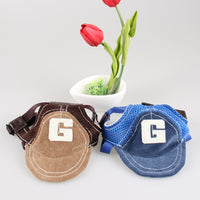 HKM-7447485 G-Shaped Embroidered Corduroy Dog Baseball Cap - Adjustable Sun Protection for Pets
