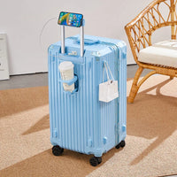 HKM-744787 4-Piece Large Travel Suitcase Set with Leather Wheels and TSA Locks