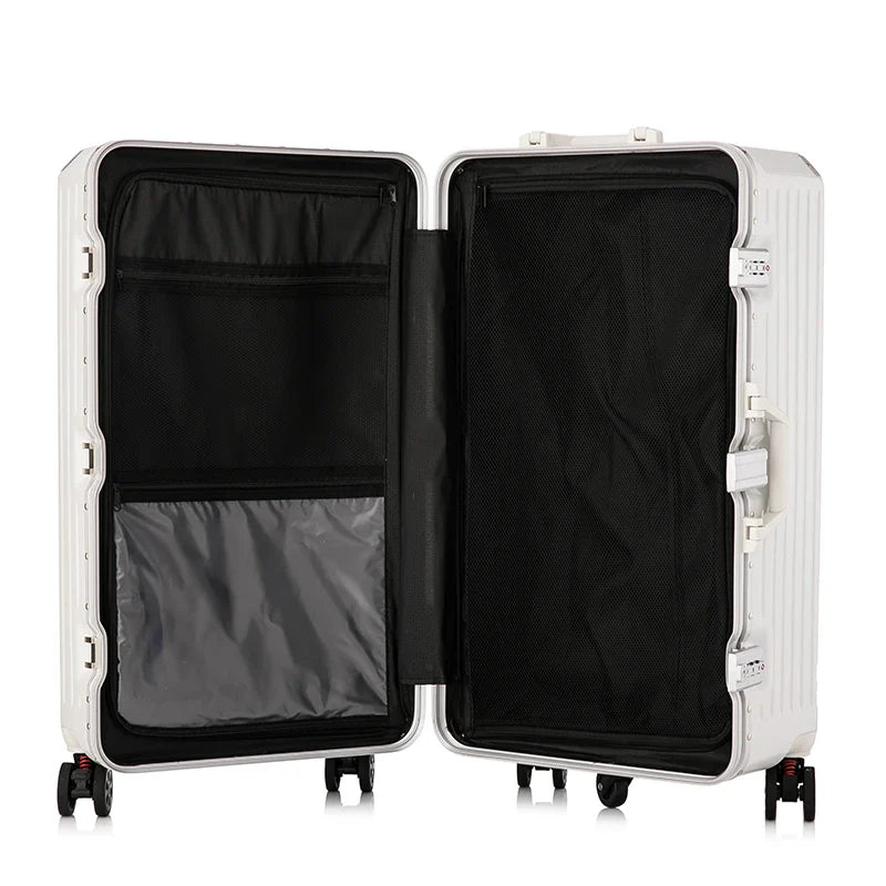 HKM-744787 4-Piece Large Travel Suitcase Set with Leather Wheels and TSA Locks