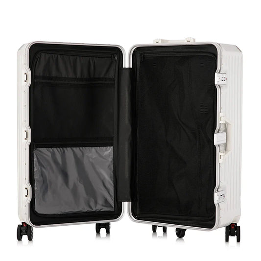 HKM-744787 4-Piece Large Travel Suitcase Set with Leather Wheels and TSA Locks