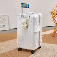 HKM-744787 4-Piece Large Travel Suitcase Set with Leather Wheels and TSA Locks