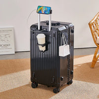 HKM-744787 4-Piece Large Travel Suitcase Set with Leather Wheels and TSA Locks