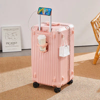 HKM-744787 4-Piece Large Travel Suitcase Set with Leather Wheels and TSA Locks