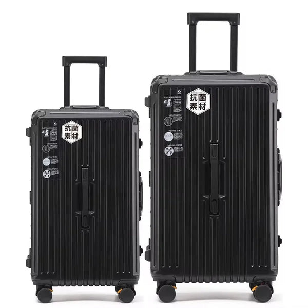 HKM-744787 4-Piece Large Travel Suitcase Set with Leather Wheels and TSA Locks