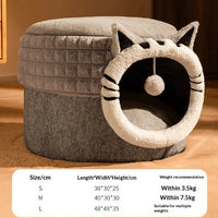 HKM-7449149 Enclosed Cat Bed with Winter Blanket - Warm Safe Hideaway for Cats of All Sizes