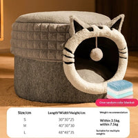 HKM-7449149 Enclosed Cat Bed with Winter Blanket - Warm Safe Hideaway for Cats of All Sizes