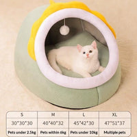 HKM-7449149 Enclosed Cat Bed with Winter Blanket - Warm Safe Hideaway for Cats of All Sizes