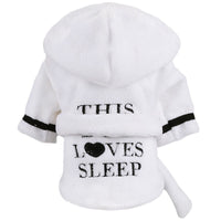 HKM-7449661 Cozy White Coral Fleece Hooded Bathrobe for Pets in Multiple Sizes