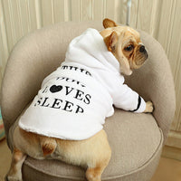 HKM-7449661 Cozy White Coral Fleece Hooded Bathrobe for Pets in Multiple Sizes