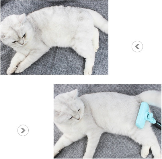 HKM-7450685 Automatic Hair Removal Comb for Cats and Small Dogs - Stainless Steel, Rubber, Plastic, Compact Design 10.5*18CM