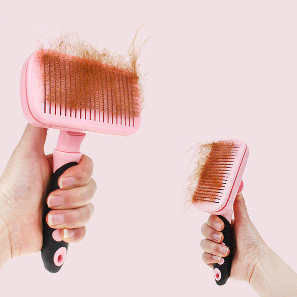 HKM-7450685 Automatic Hair Removal Comb for Cats and Small Dogs - Stainless Steel, Rubber, Plastic, Compact Design 10.5*18CM