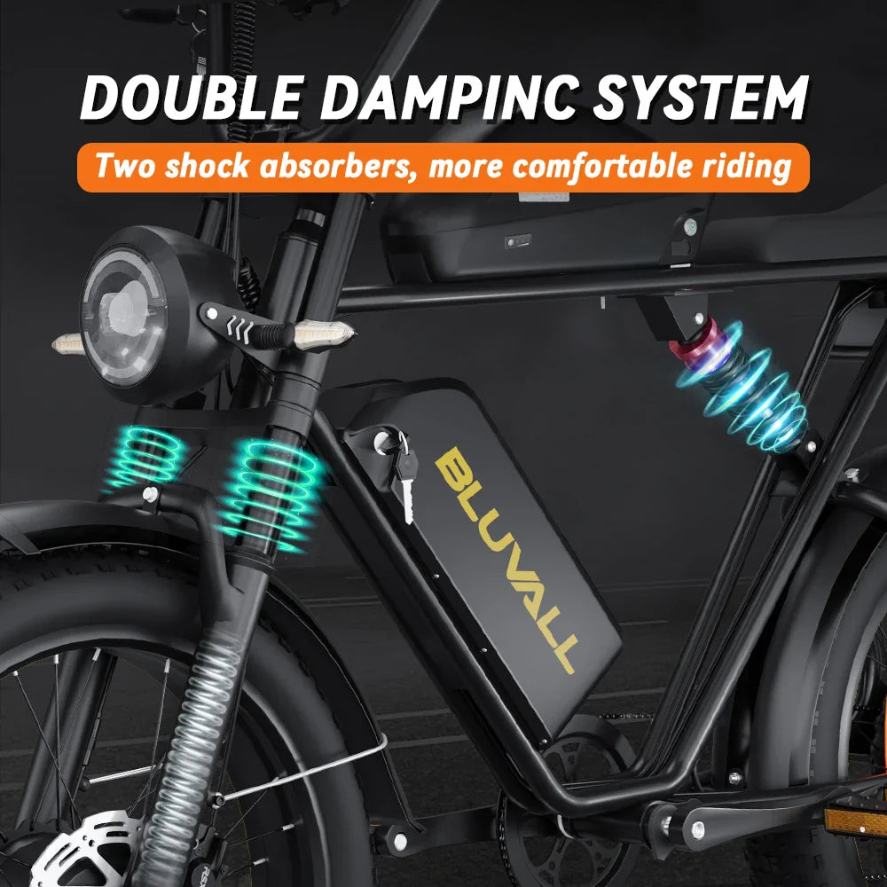 HKM-745107 20" Dual Motor Off-Road Electric Bicycle - 2000W Hybrid Mountain E-Bike with 7-Speed and Dual Suspension