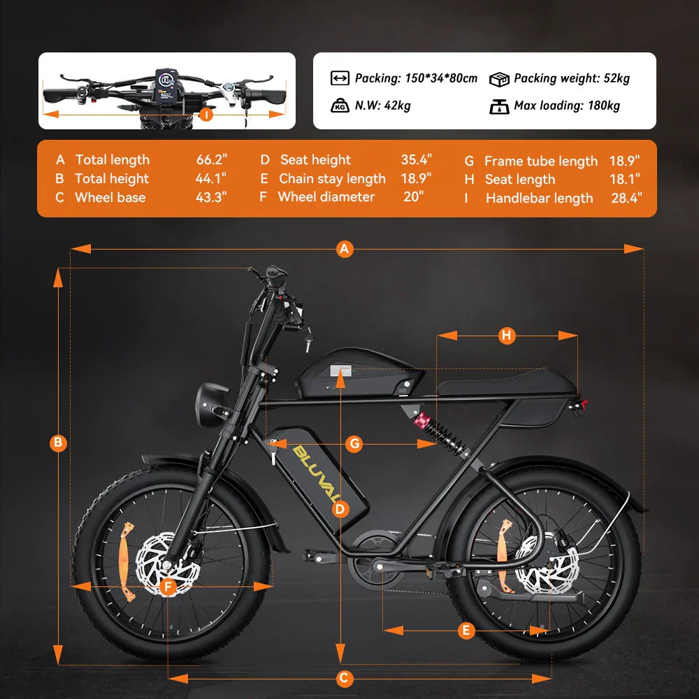 HKM-745107 20" Dual Motor Off-Road Electric Bicycle - 2000W Hybrid Mountain E-Bike with 7-Speed and Dual Suspension