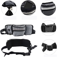 HKM-7451325 Multifunctional Pet Fanny Pack for Dog Walking and Training - Medium Soft Polyester, Striped Design, Available in Black and Gray