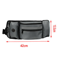 HKM-7451325 Multifunctional Pet Fanny Pack for Dog Walking and Training - Medium Soft Polyester, Striped Design, Available in Black and Gray