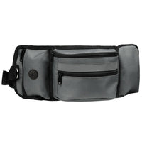 HKM-7451325 Multifunctional Pet Fanny Pack for Dog Walking and Training - Medium Soft Polyester, Striped Design, Available in Black and Gray