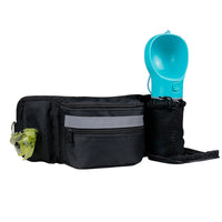 HKM-7451325 Multifunctional Pet Fanny Pack for Dog Walking and Training - Medium Soft Polyester, Striped Design, Available in Black and Gray