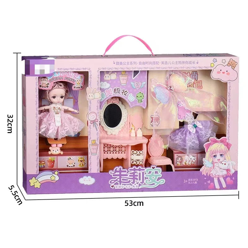 HKM-745235 Fantasy DIY Dress Up Dolls Gift Set - Cute Educational Princess Toy for Ages 0 to 14 Years