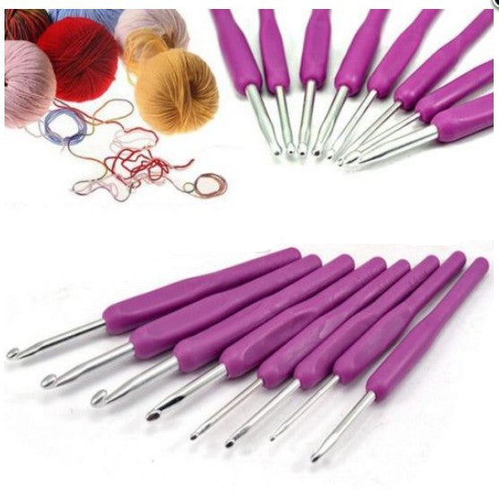 HKM-745235 Knitting Tools Set with 8 Comfort Handle Crochet Needles in Various Sizes