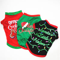 HKM-7453245 Festive Cotton Dog Christmas Costume T-Shirt Vest in Various Sizes