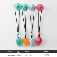 HKM-7453501 Multipurpose Mango Molar Rod for Dogs - Sucker Drawstring Pet Toy in Green, Gray, Red, and Yellow