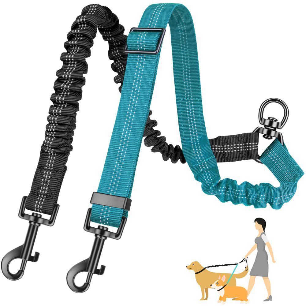 HKM-7454653 Retractable Dog Rope Leash for Two Dogs - Durable Nylon, Multiple Colors