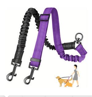 HKM-7454653 Retractable Dog Rope Leash for Two Dogs - Durable Nylon, Multiple Colors