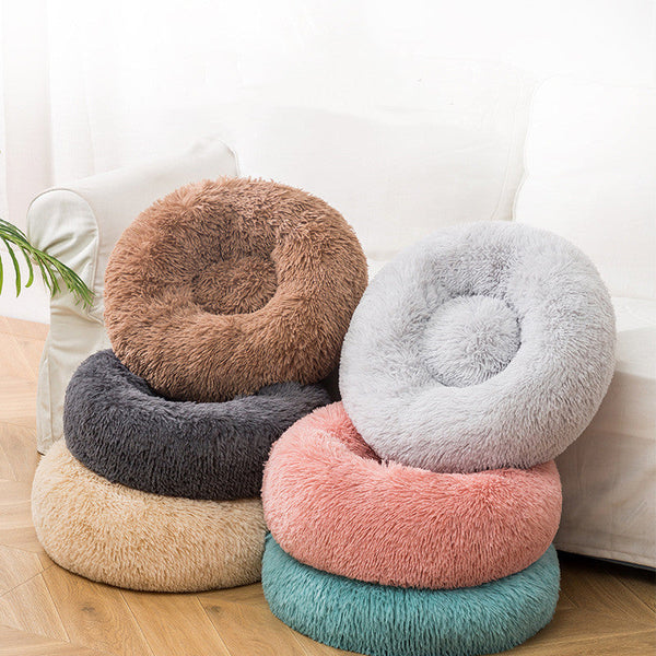 HKM-7454909 Plush Winter Dog Bed in Various Sizes and Soft Colors