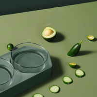 HKM-7455037 Eco-Friendly Neck Protector Rice Bowl - Single & Double Bowl Options, ABS & AS Materials, 130mm Diameter, Dark Green