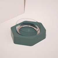 HKM-7455037 Eco-Friendly Neck Protector Rice Bowl - Single & Double Bowl Options, ABS & AS Materials, 130mm Diameter, Dark Green