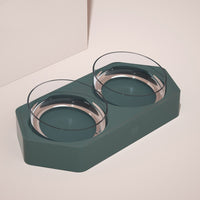 HKM-7455037 Eco-Friendly Neck Protector Rice Bowl - Single & Double Bowl Options, ABS & AS Materials, 130mm Diameter, Dark Green